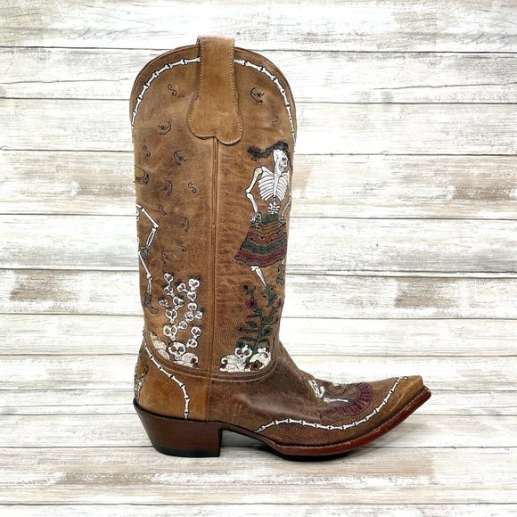 Old Gringo Shoes - Old Gringo Womens Size 8 US Day of the Dead Skeleton Tattoo Western Cowboy Boots
